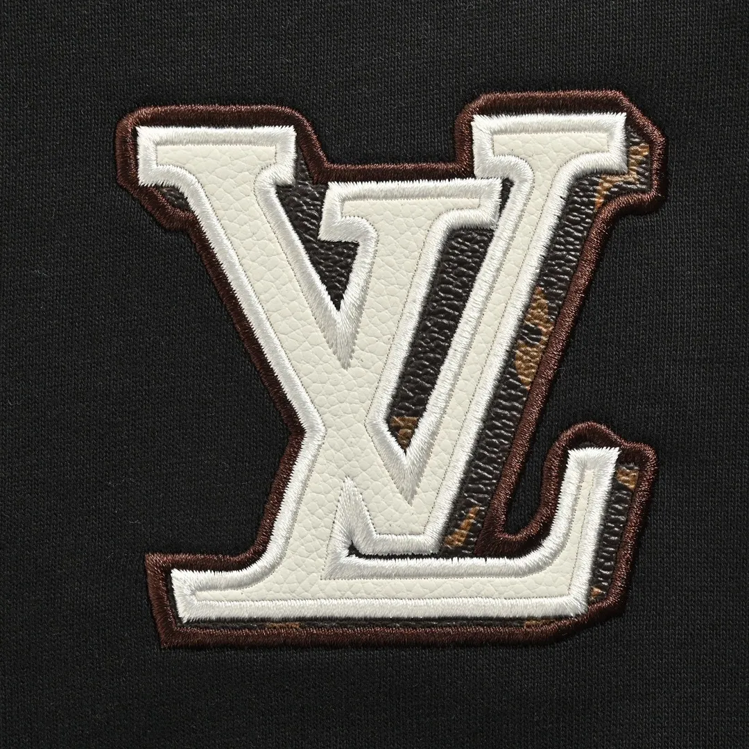 Louis Vuitton/Louis Vuitton 24Fw leather label letter embroidered round neck sweatshirt